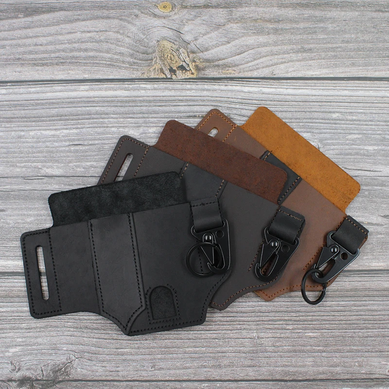 Leather Tool Knife Sheath 2 Pockets Multitools Holder Essentials Organizer Belt Pouch for Pocket Hunt Tactical Pen Flashlight |