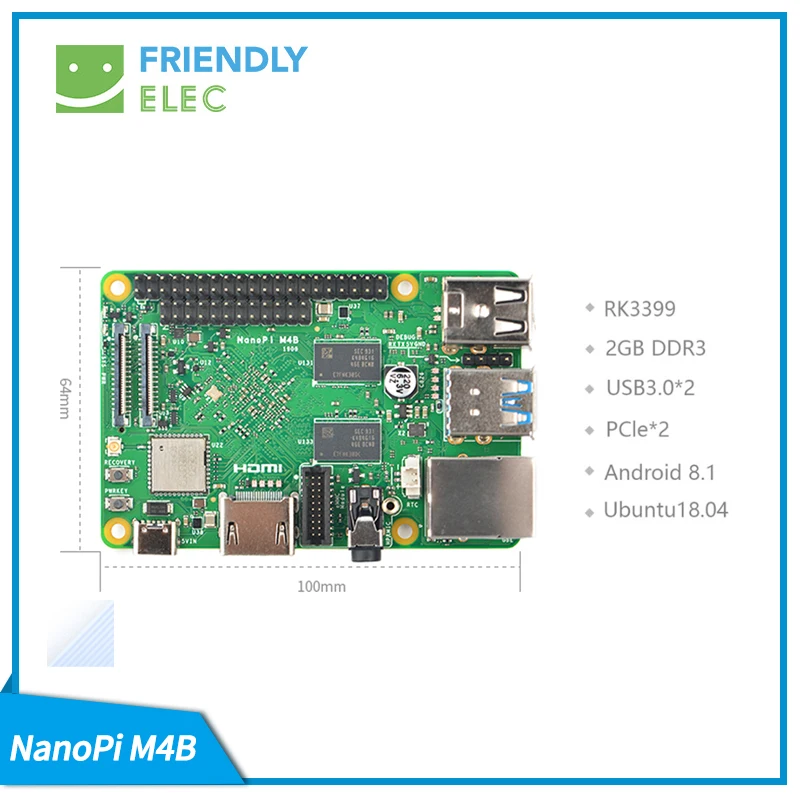 NanoPi M4B Friendlyelec RK3399 PCIe расширения 2G память двойная камера 4K воспроизведение Android 8 Linux Ubuntu