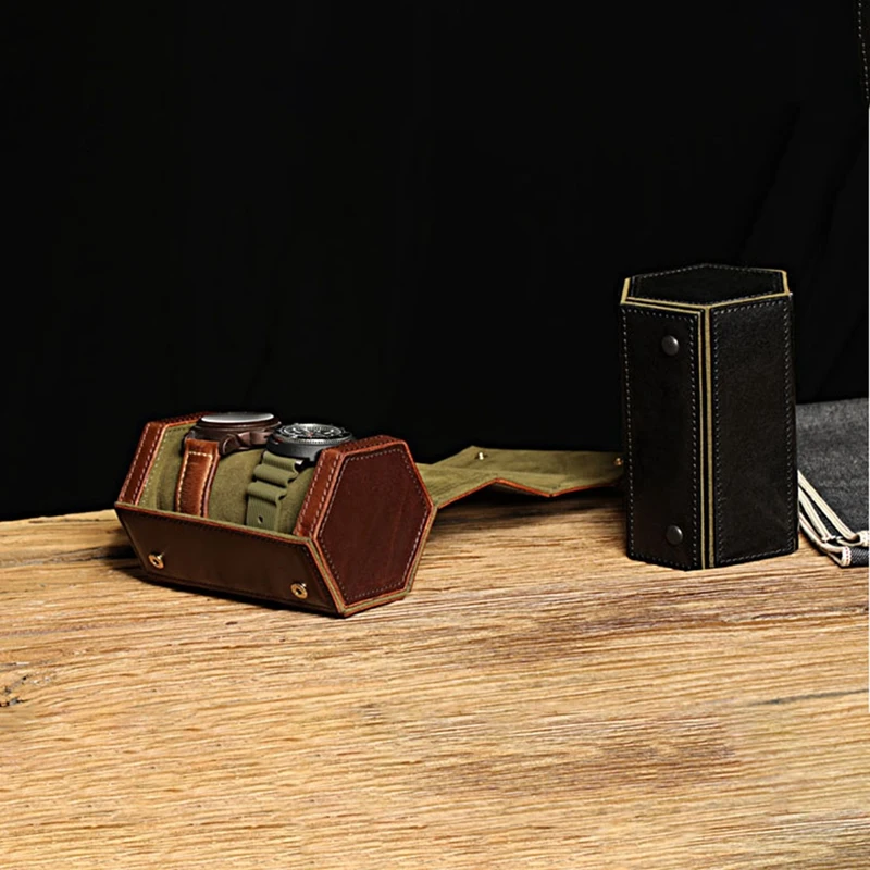 

Handmade Hexagonal Portable Watch Box Watch Bag Mechanical Watch Storage Box Watch Box Watch Bag