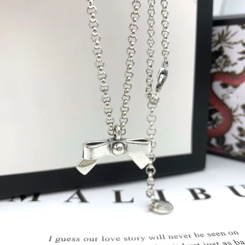 

100% 925 Sterling Silver Necklace,Elegant bow-knot fashion jewelry as a holiday gift. New in 2021