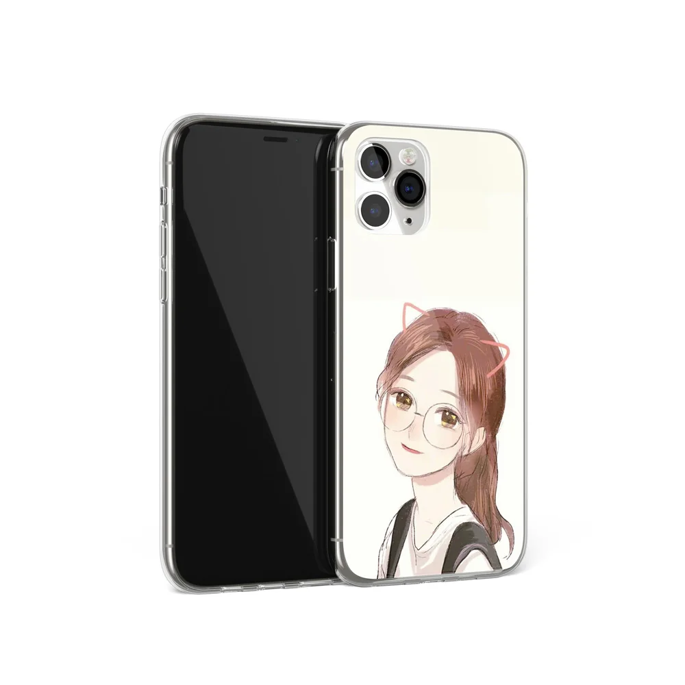 Cute Cartoon Sweet Girl Pattern Phone Case For iPhone 8 7 Plus X XR 11 Pro XS MAX Soft Cover Holder Gift Coque | Мобильные телефоны