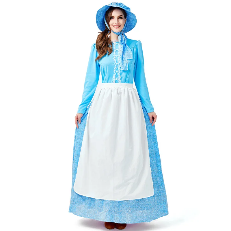 

European Style Pastoral Dress Halloween Cosplay Maid Adult Costume Fairy Tale Dress for Women Stage Farm Dress Cosplay Costumes