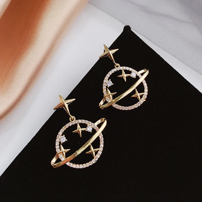 

Creative Hollow Planet Earrings for Women Simple Fashion Gold Color Star Planet Dangle Earrings Birthday Festival Jewelry Gift