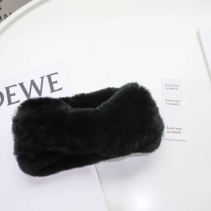 

2021 really rabbit fur collar female winter stretch mesh bib headband wild leather grass plush headgear children women scarf