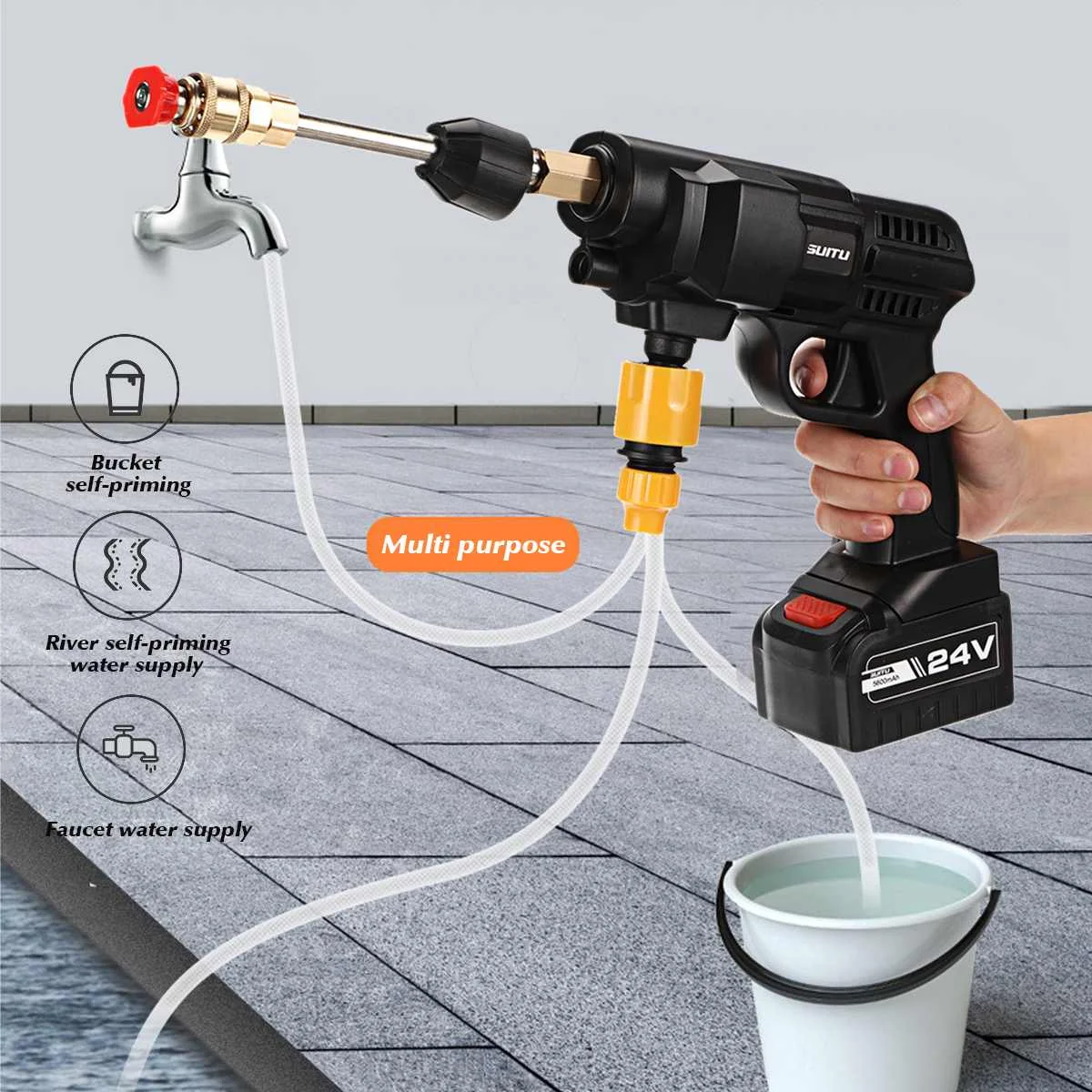 Купить Мойка Автомобильная высокого давления, 5600 мАч, 30 бар, 12 В/24 В