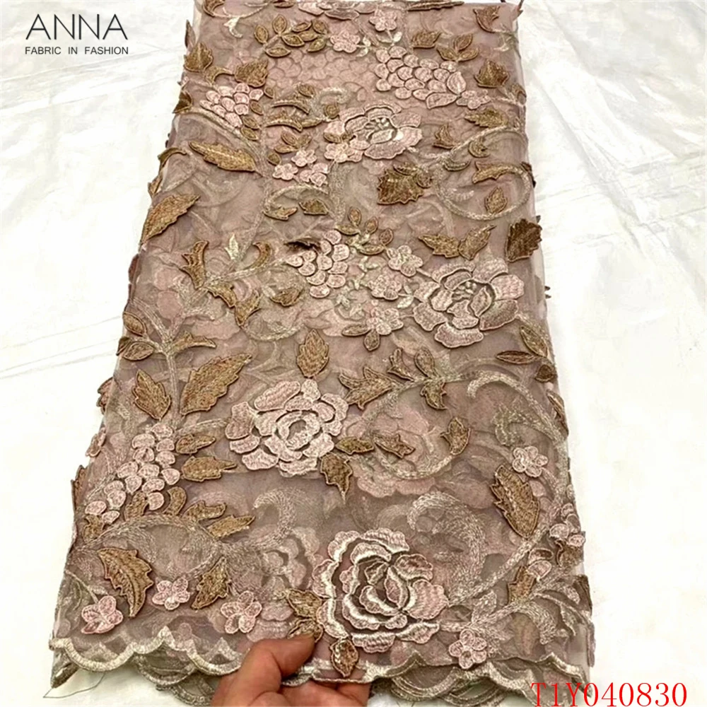 

Anna african lace fabric high quality french mesh tulle soft embroidery nigrian women net fabrics for sewing diy party dress