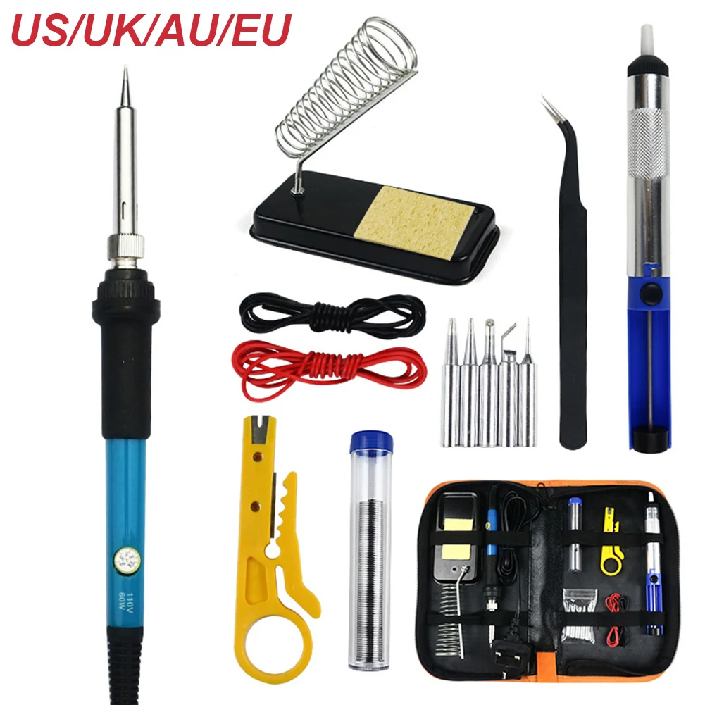 

15pcs Soldering Iron Kit 60W Adjustable Temperature Soldering Iron with Extra 5 Tips, Desoldering Pump