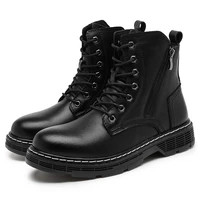 mens genuine leather workwear side zipper martin boots plus cotton fashion mens free shipping leather shoes large size 38 48