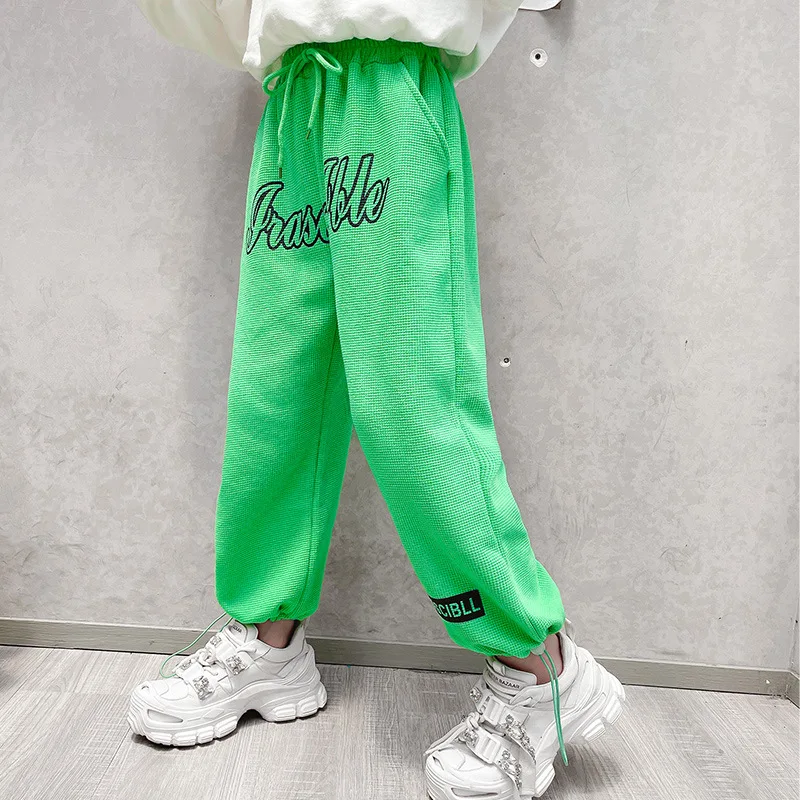 

Children's Loose Casual Pants Spring And Autumn Girls Straight Trousers Girls Pure Cotton Fashion Letter Printed Sports Pants