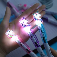 1pc creative cartoon unicorn light pen cute glowing ballpoint student stationery 0 5mm writing tool school supplies