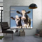 Художественные акварельные изображения коровы, настенная живопись для гостиной, Декоративные плакаты, домашний декор, картина, напечатанная на холсте