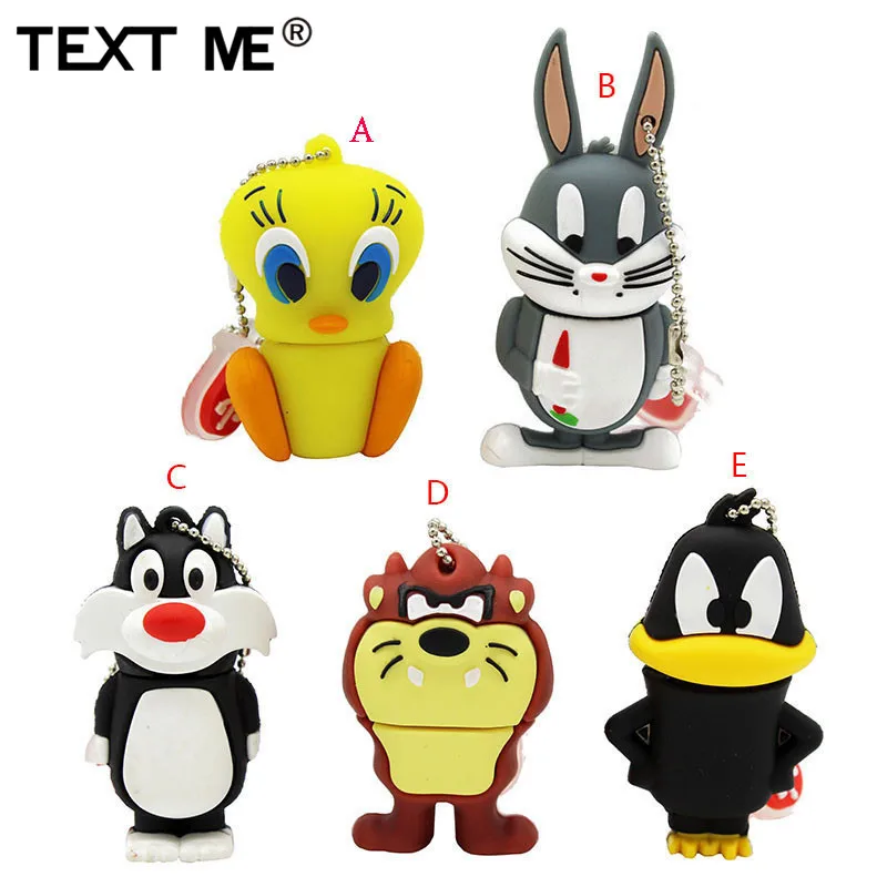 Флеш-накопитель usb с мультипликационным принтом «TEXT ME», 64 ГБ, кролик, Лев, утка, usb 2,0, 4 ГБ, 8 ГБ, 16 ГБ, 32 ГБ, флешка, милый подарок, usb