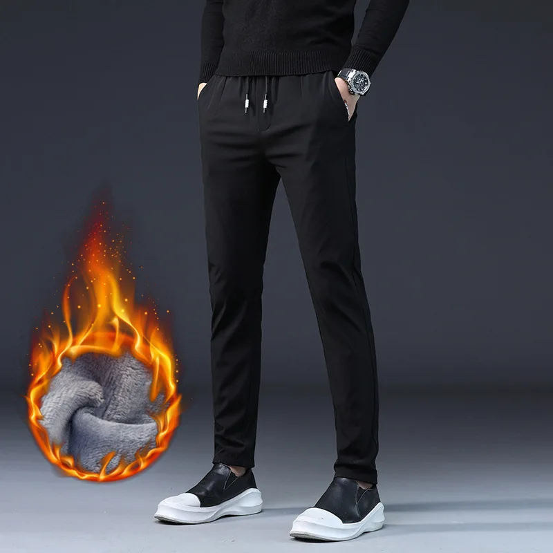Мужские зимние спортивные брюки теплые флисовые толстые свободные с эластичным