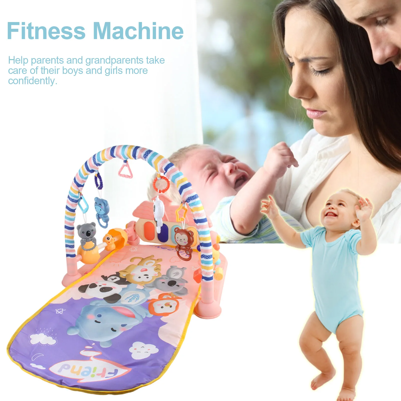 Коврик детский игровой двусторонний нетоксичный с клавиатурой для игр в