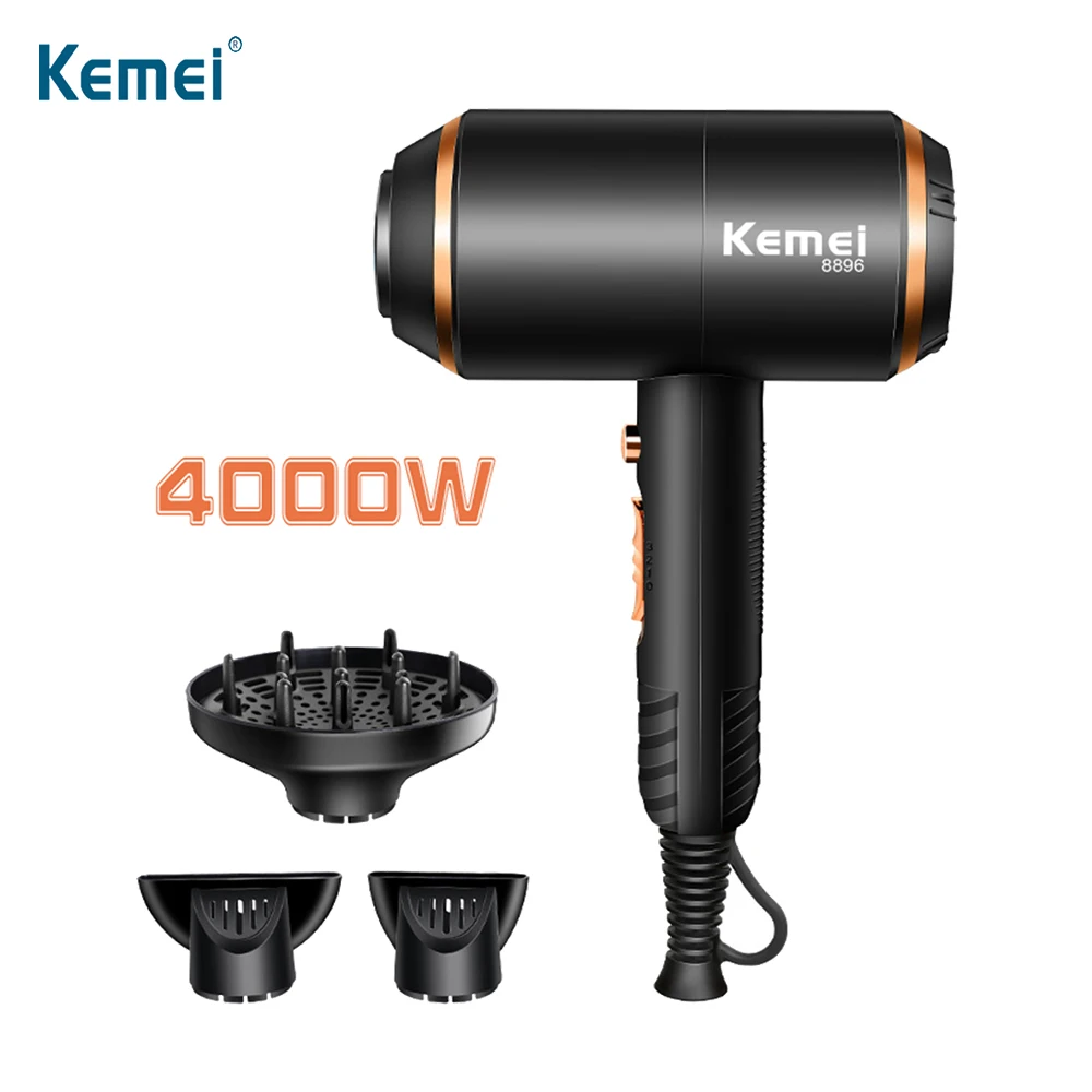 Черный KEMEI 4000 Вт Мощный электрический фен для волос, Профессиональный парикмахерский салон, инструменты для сушки волос, машина для сушки волос с ионами воды - Цвет: Черный