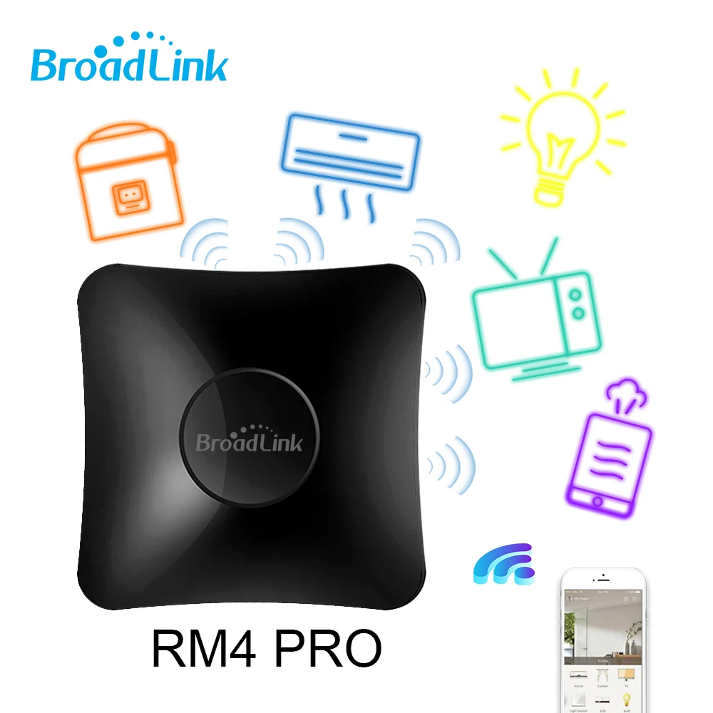 

Broadlink RM4 Pro/RM4 Mini/HTS2/RM4C Mini/RM4C Pro Smart Home WiFi IR RF Universal Remote Control Work With Alexa Google Home