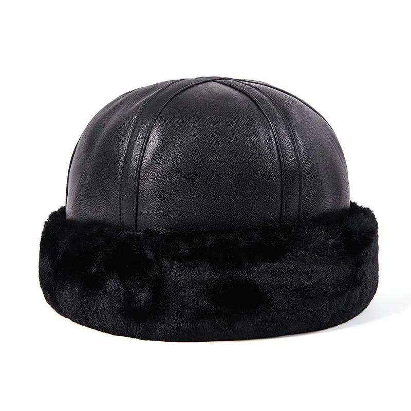 

Женская зимняя шапка 2021, облегающая шапка, кожаные головные уборы, берет с помпоном, меховые ветрозащитные теплые хлопковые кашемировые нау...