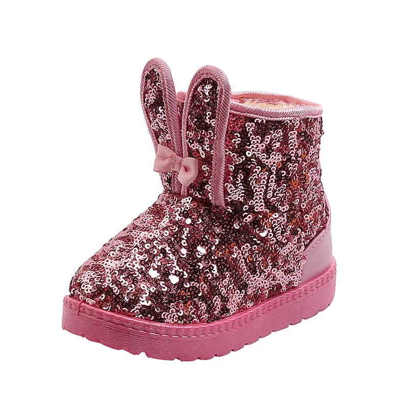

New Winter Girls Snow Boots Fashion Rhinestone Thick Non-Slip Children Shoes Plush Warm Children Kids Boots for Girl Shoes