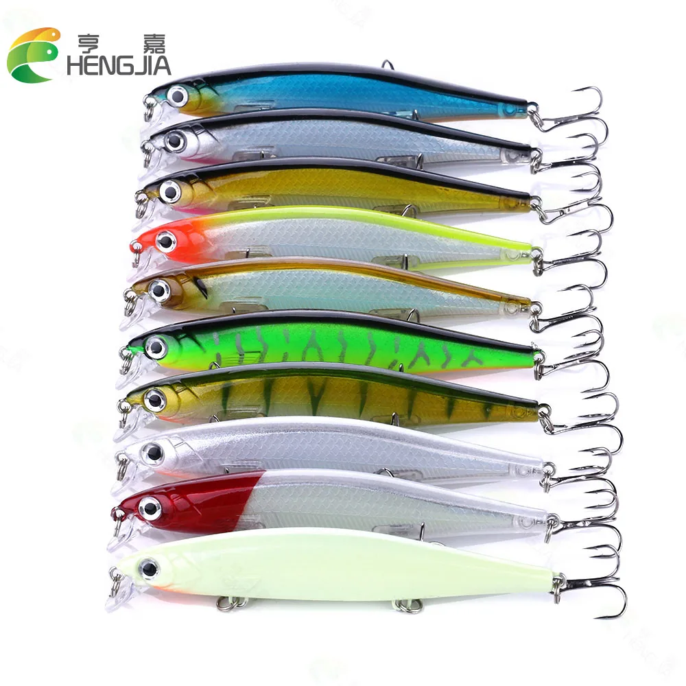 

HENGJIA 10 шт. на высоком каблуке 11 см, 13g японская твердая наживка Лазерная гольян рыбаловная приманка воблеры приманки, искусственные