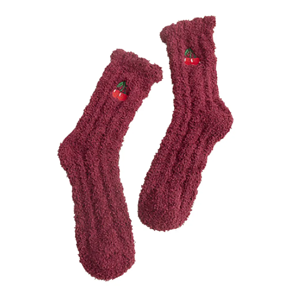 Модные домашние мягкие носки для женщин и девочек с вышивкой в виде фруктов сна