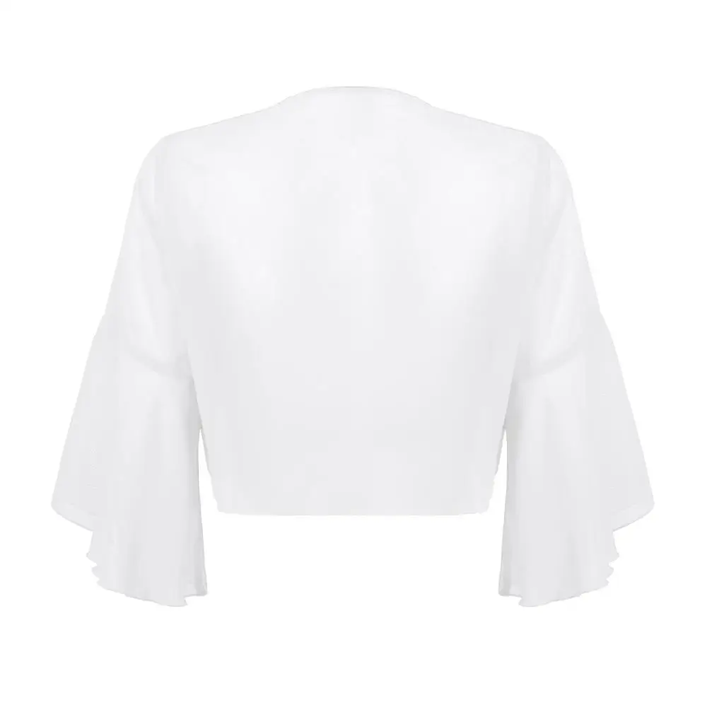 Женская мода для девочек многослойное Открытое Спереди болеро с расклешенными