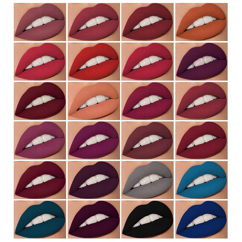 

LANGMANNI 24 Pcs Matte Liquid Lipstick Set Long Lasting Non-Stick Cup Waterproof Velvet Lip Gloss Set, Beauty Gift Set