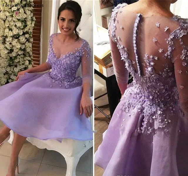 Шикарное Лавандовое короткое новейшее платье для выпускного вечера