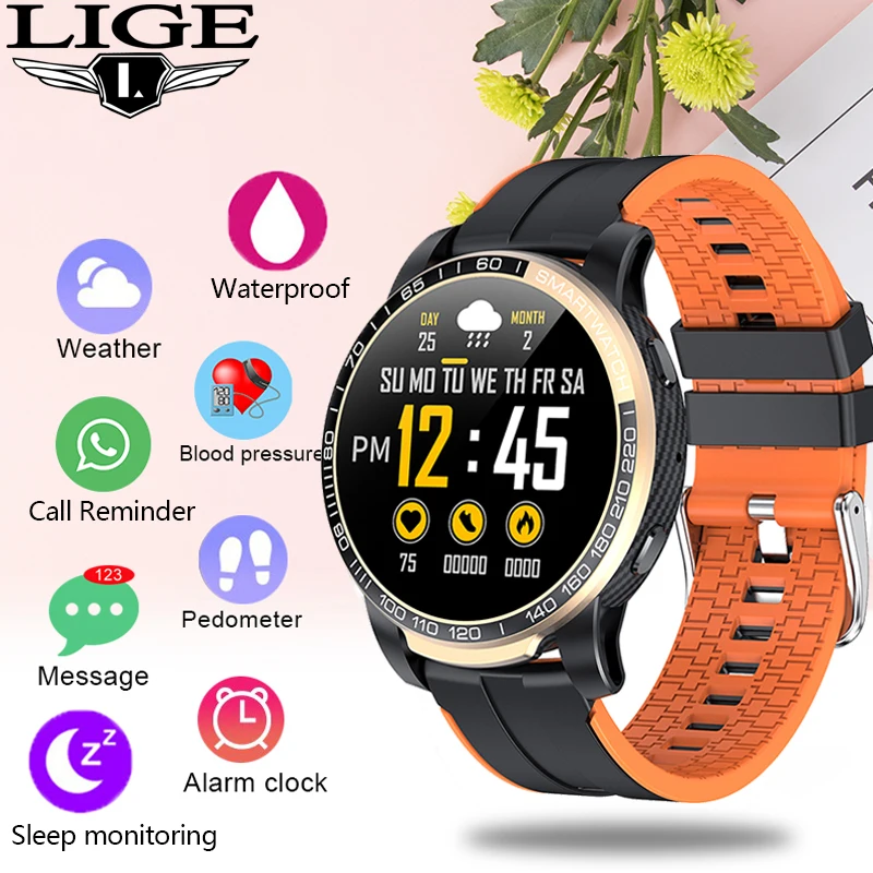 

LIGE New Smart Watch Men Bluetooth Call Waterproof Sports Fitness Watch Health Tracker Weather play music smartwatch Women