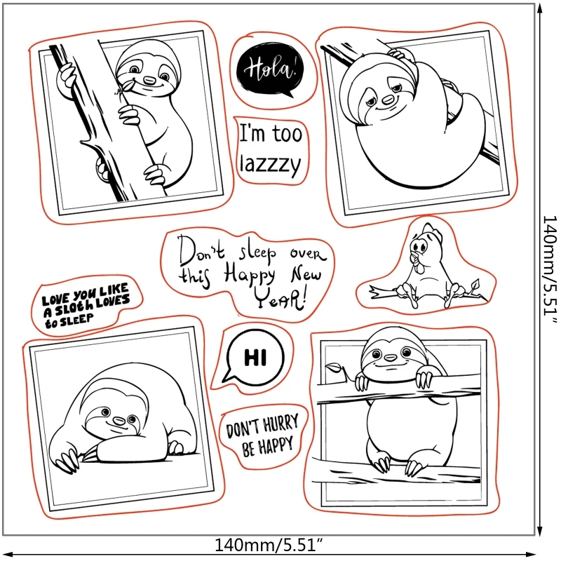 

Lazzzy Sloth DIY Silicone Clear Stamp Cling Seal Scrapbook Embossing Album Decor Craft