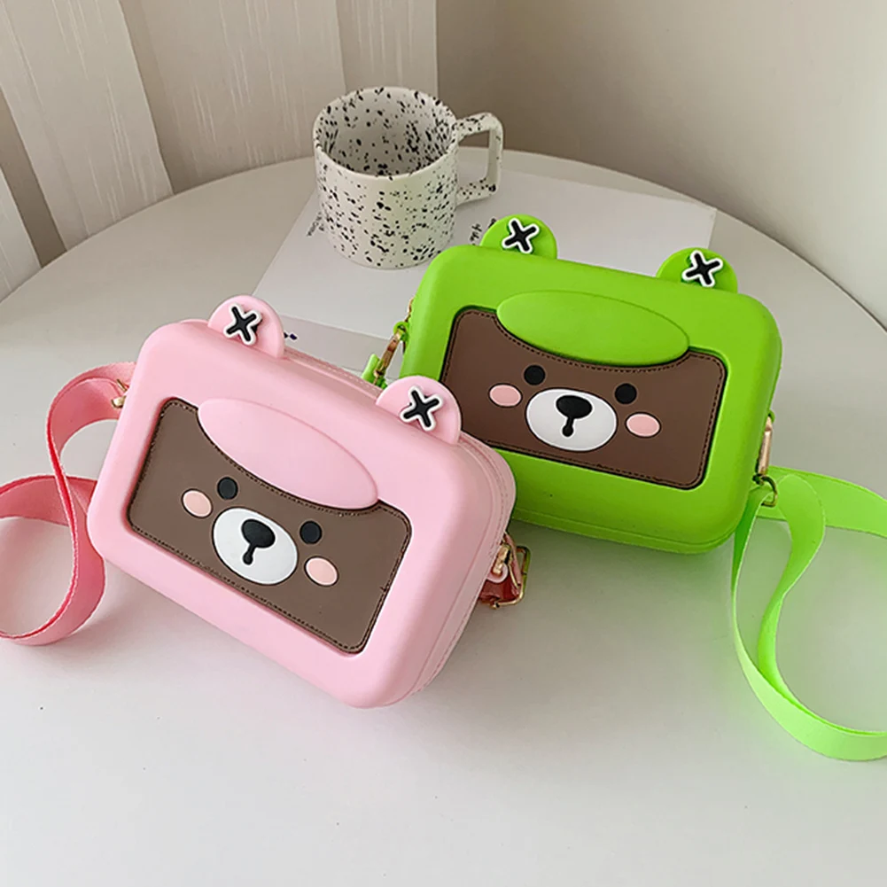 

Fashion Bolsas Feminina Silicone Contrast Color Bear Shoulder Crossbody Messenger Bag For Ladies Casual Mini Coin Purse Handbags