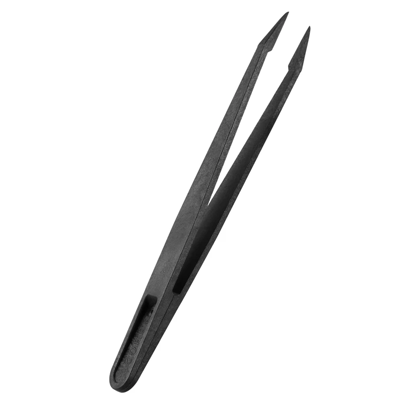 

10 Pcs Black Plastic Tip Head Anti Static Tweezer 12cm Length