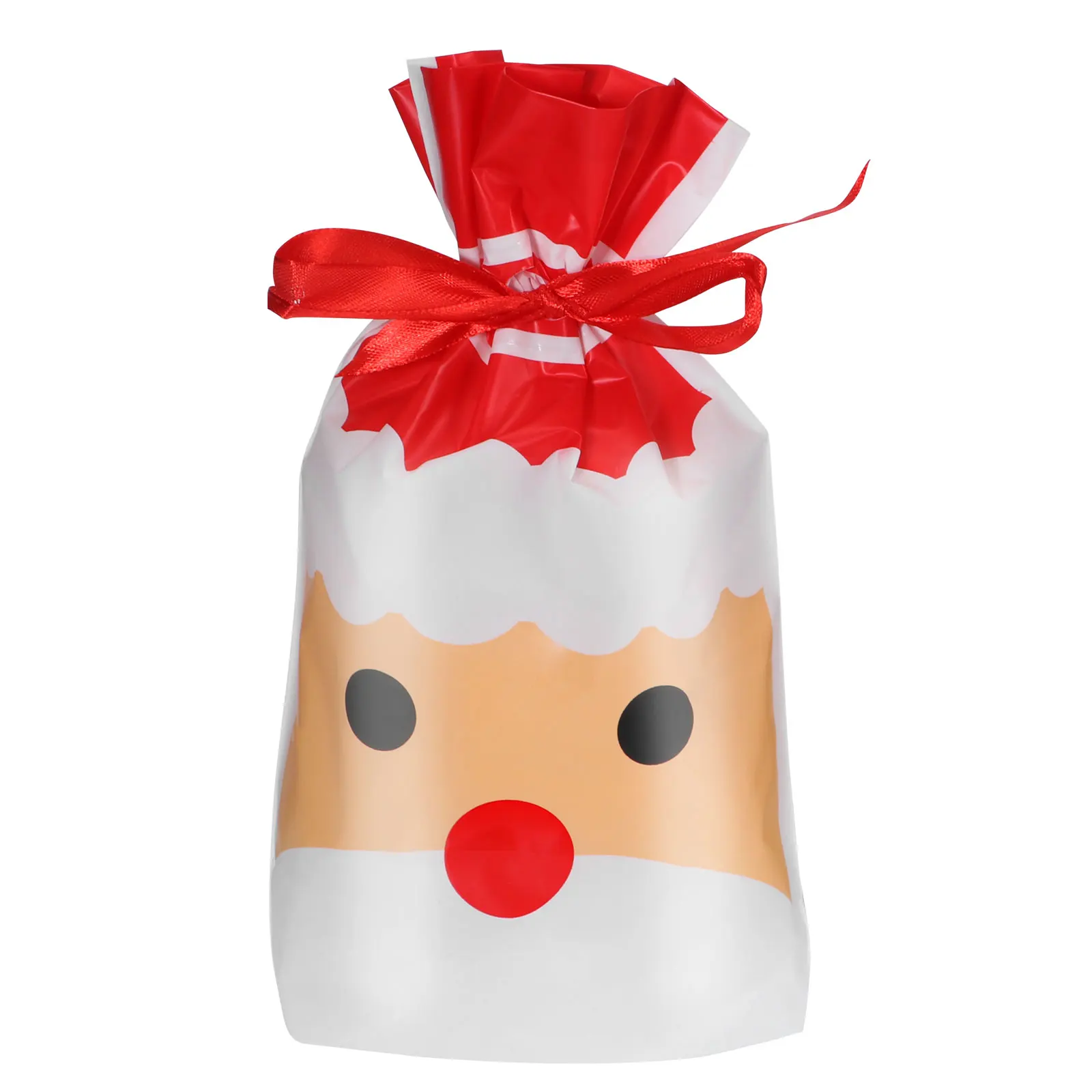 

50Pcs Year Christmas Bag Christmas Gift Bag Candy Cookies Plastic Bag For Packaging Food Gift Drawstring Drawstring Pocket