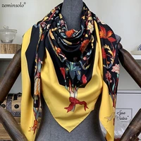 square scarf 130130cm twill 100 silk scarf women luxury brand floral print kerchief scarves for ladies echarpe fashion shawls