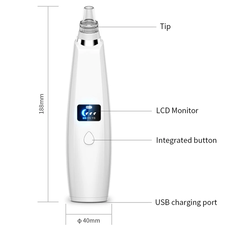 

Blackhead Black Dot Remover Face Pore Vacuum Skin Care Acne Pore Cleaner Pimple Removal Vacuum Suction Facial Tools USB charge