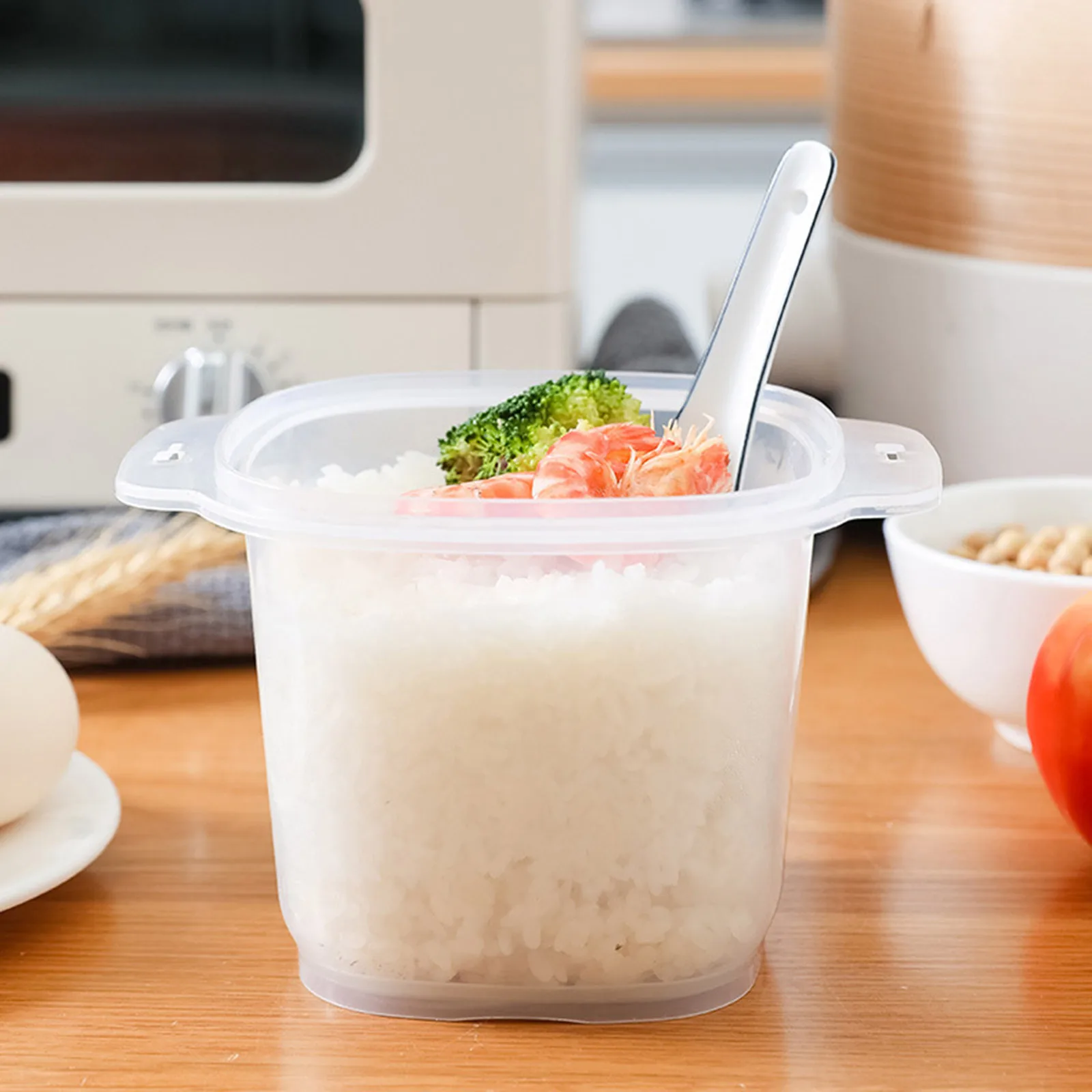 

Food Steamer Pot Steamed Lunch Storage Box Microwave Oven Portable Storage 900ml Beautiful Plastic Practical Rice Cooker