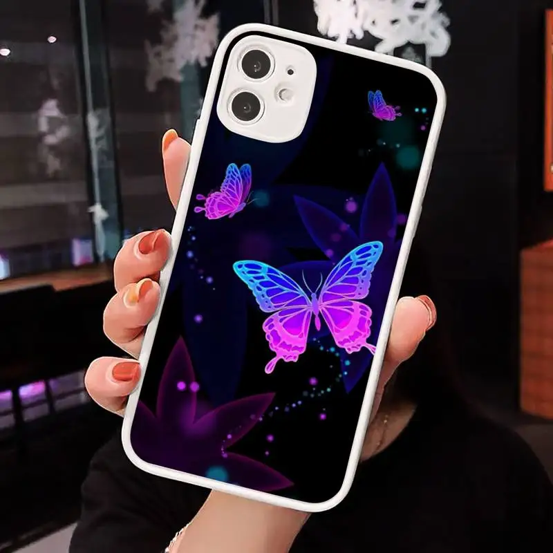 

Color butterfly bling Phone Case matte transparent For iphone 7 8 11 12 plus mini x xs xr pro max cover