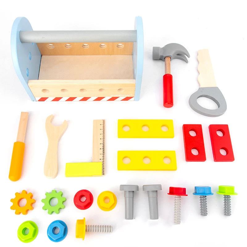 Kids Wooden Toolbox Toy Set Boys Simulation Multifunctional Repair Tool Box Puzzle Disassembly Pretend Games For Children | Игрушки и