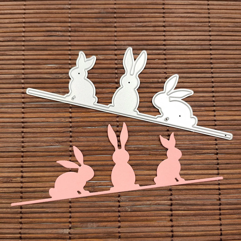 

Easter Metal Cutting Dies Bunny Stencil Scrapbooking DIY Album Stamp Paper Card Embossing Decoration Craft 13x4.4cm/5.12x1.73in