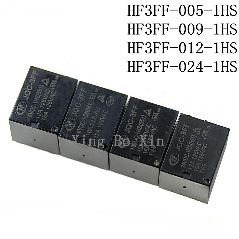 

10PCS Relay HF- JQC-3FF-005-1HS HF3FF-009-1HS HF3FF-012-1HS HF3FF-024-1HS 4Pin DC5V 9V 12V 24V 12A 10A 100% New Original