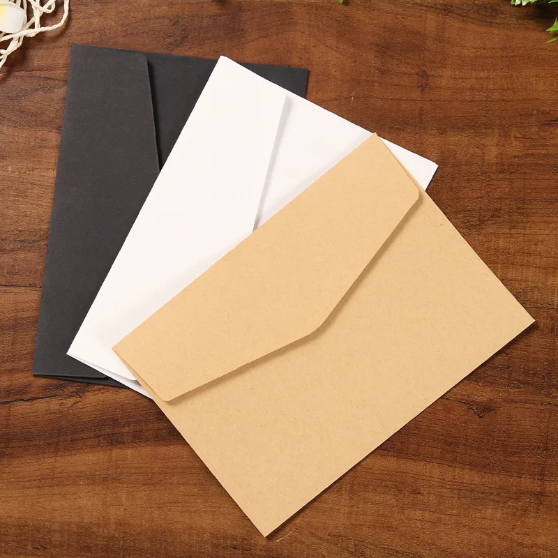 

(10 Pieces/lot) 12*17cm Black White Kraft Solid Color Blank Envelope Greeting Card Postcard Envelopes