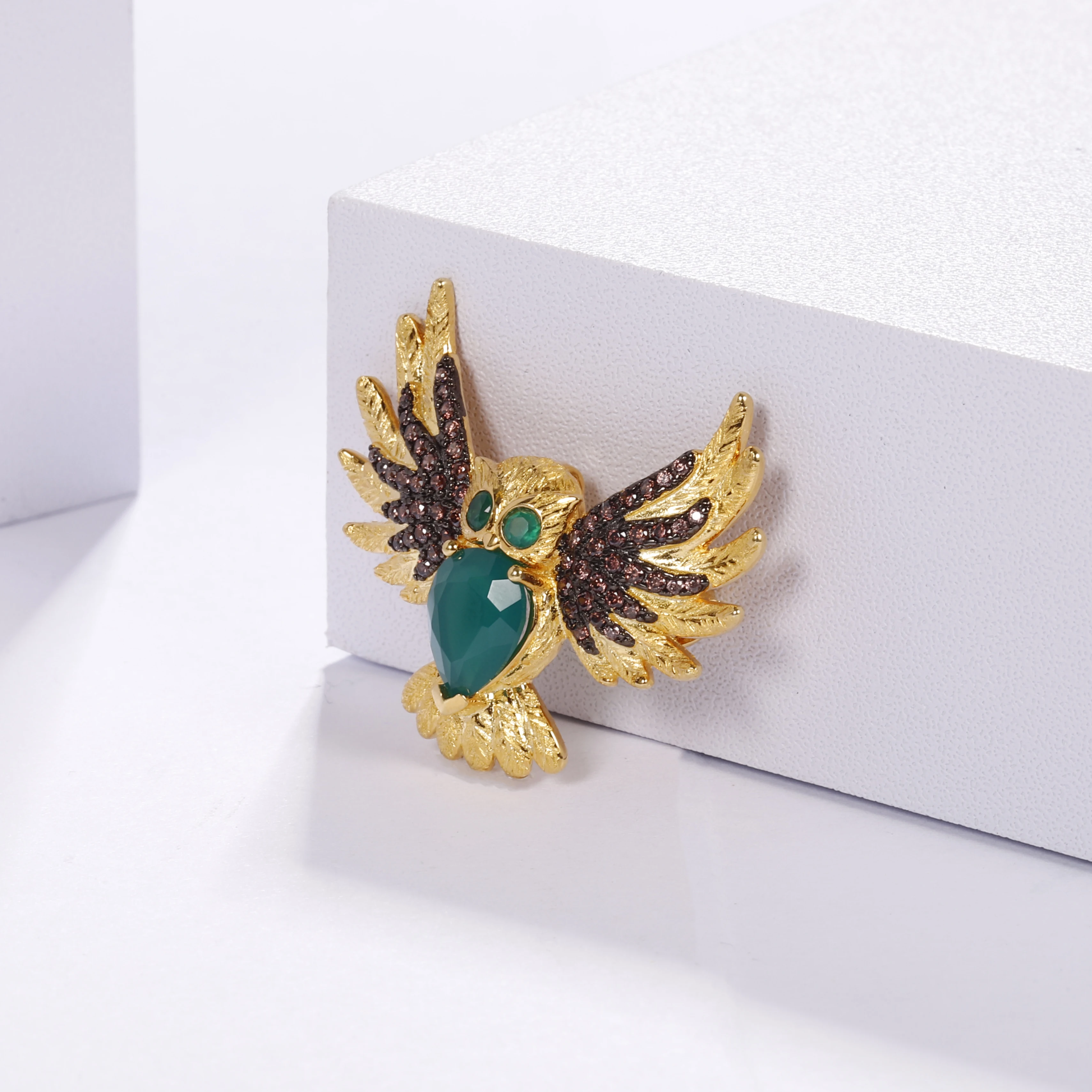 Женская Брошь с драгоценным камнем зеленого Агата|Украшения для волос броши и украшения тела| |