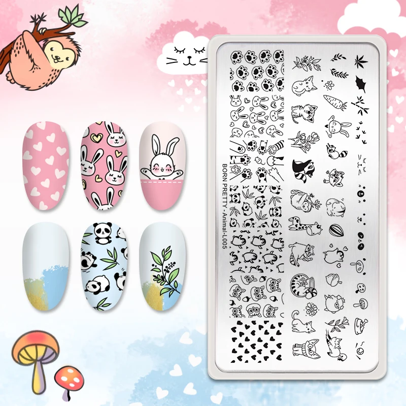 

BORN PRETTY Animal Nail Stamping Plates Stainless Steel Stamp Template Stencils Tool For DIY Nail Art Image Printing Plates