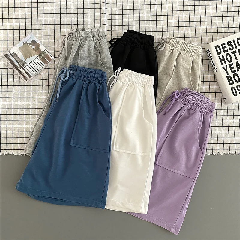 

Internet Celebrity High Waist Wide Leg Shorts Women's Solid Color Summer Loose Versatile Korean Casual Five Points Sports Pants