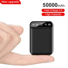 50000/20000mAh Mini Power Bank Portable Mobile Phone Fast Charger LED Display External Battery Powerbank for iPhone Xiaomi