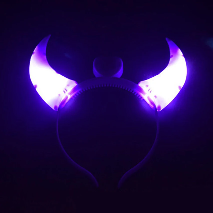1PCS LED Funny Devil Horn Light Up Headband Hair Hoops Flashing Children Adults Halloween &amp Christmas Party Decor Tool - купить по