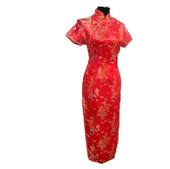 

High Split Chinese Women Qipao Dress For Lady Mandarin Collar Sexy Cheongsam Short Sleeve Classic Vestidos Stage Show Clothing