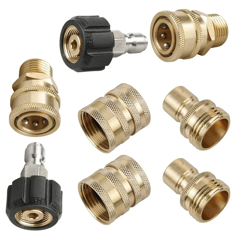 NewPressure Washer Adapter Set Quick Disconnect Kit M22 Swivel To 3/8 inch Connect 3/4 Release 8-Pack | Автомобили и мотоциклы