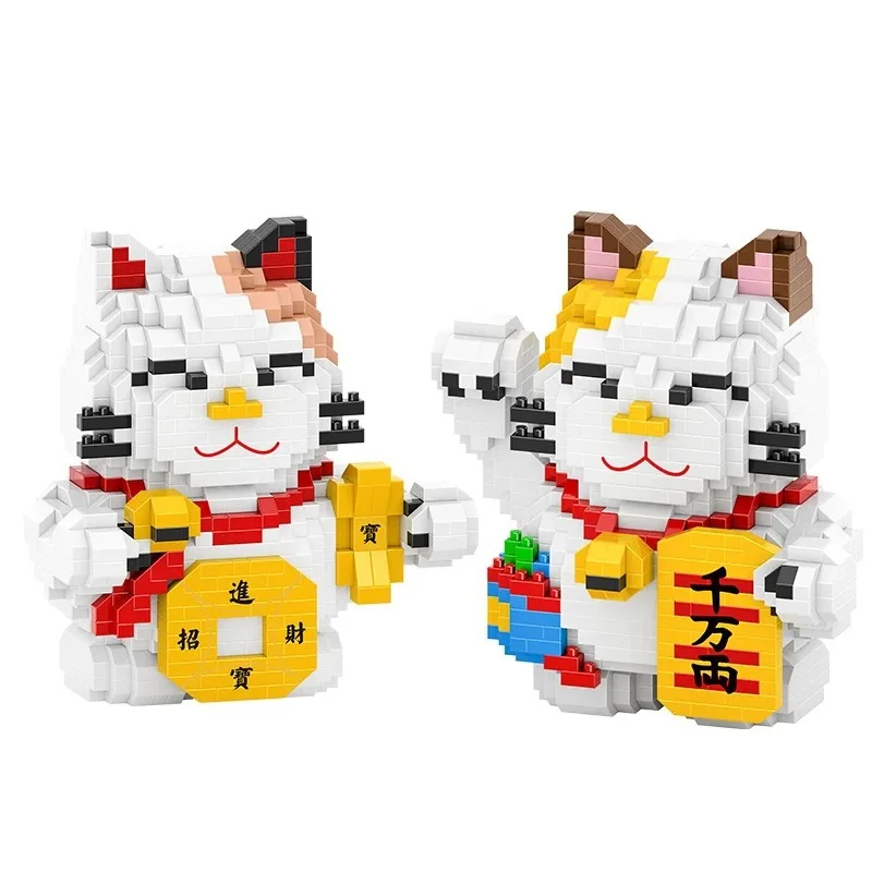Ромбовидные блоки Манеки Neko счастливый кот мини-строительные Китай Япония
