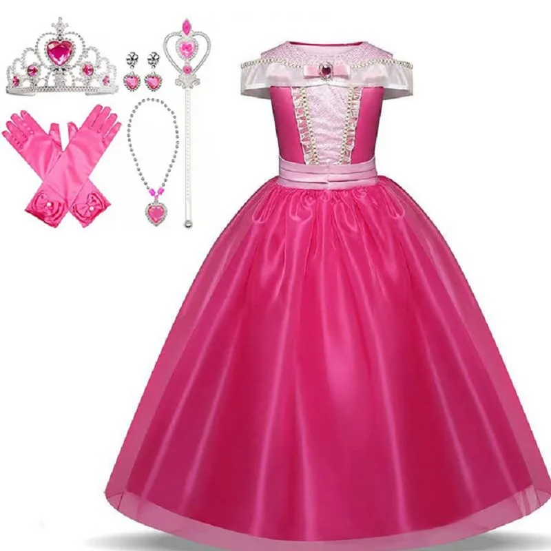 

Summer Girl Princess Sleeping Beauty Pink Dress Christmas Party Children Dress