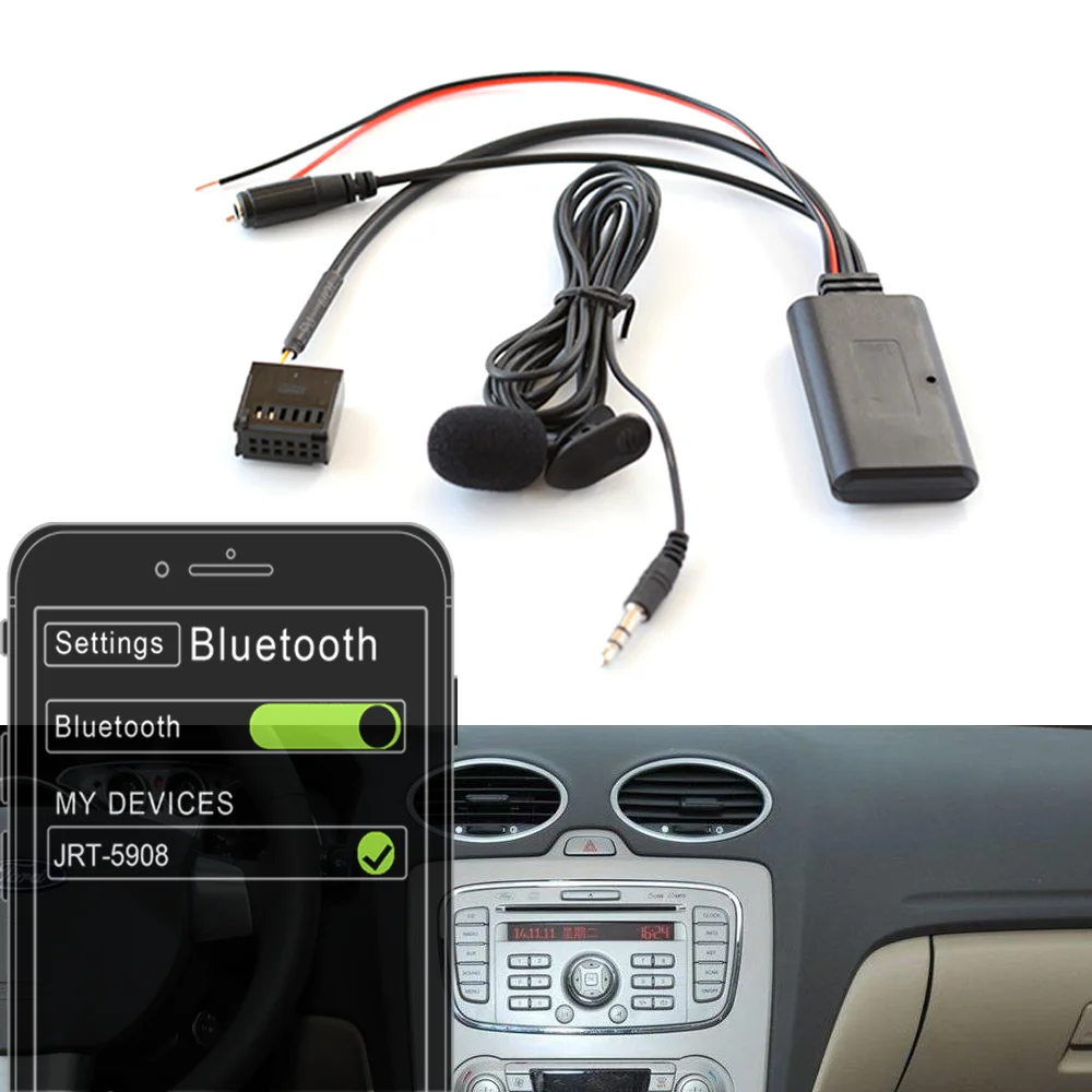 

Car Bluetooth 5.0 Kit Microphone Handsfree 12Pin AUX Adapter for Ford Focus Mondeo CD 6000 6006 5000C MP3 Radio Stereo Audio
